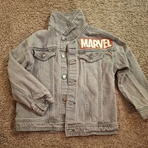 Marvel Kids Denim Jacket with Bold Red Logo Patch Size 6